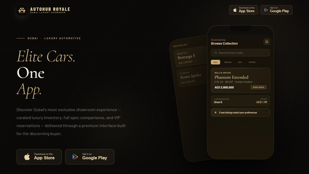 AutoHub Royale website screenshot