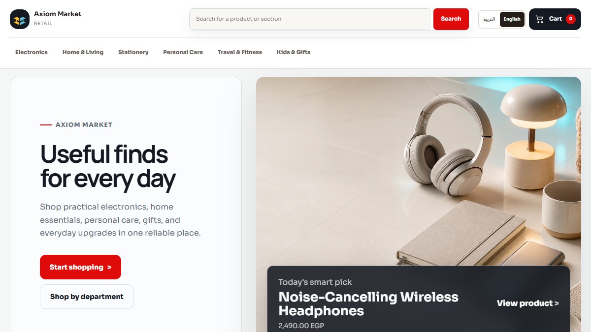 Axiom Market website screenshot