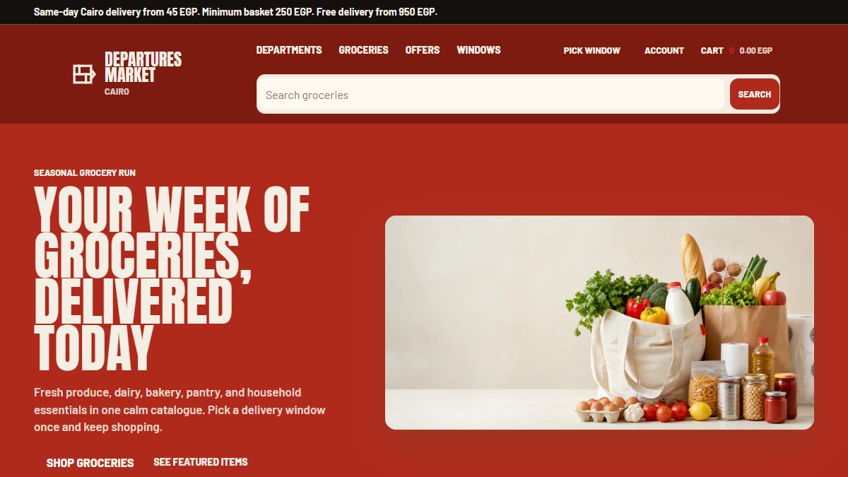 Departures Market website screenshot