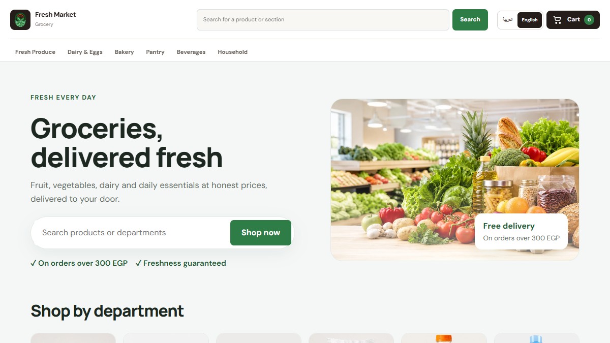 Fresh Market website screenshot