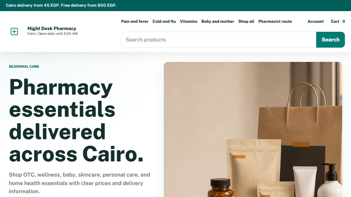 Night Desk Pharmacy website screenshot